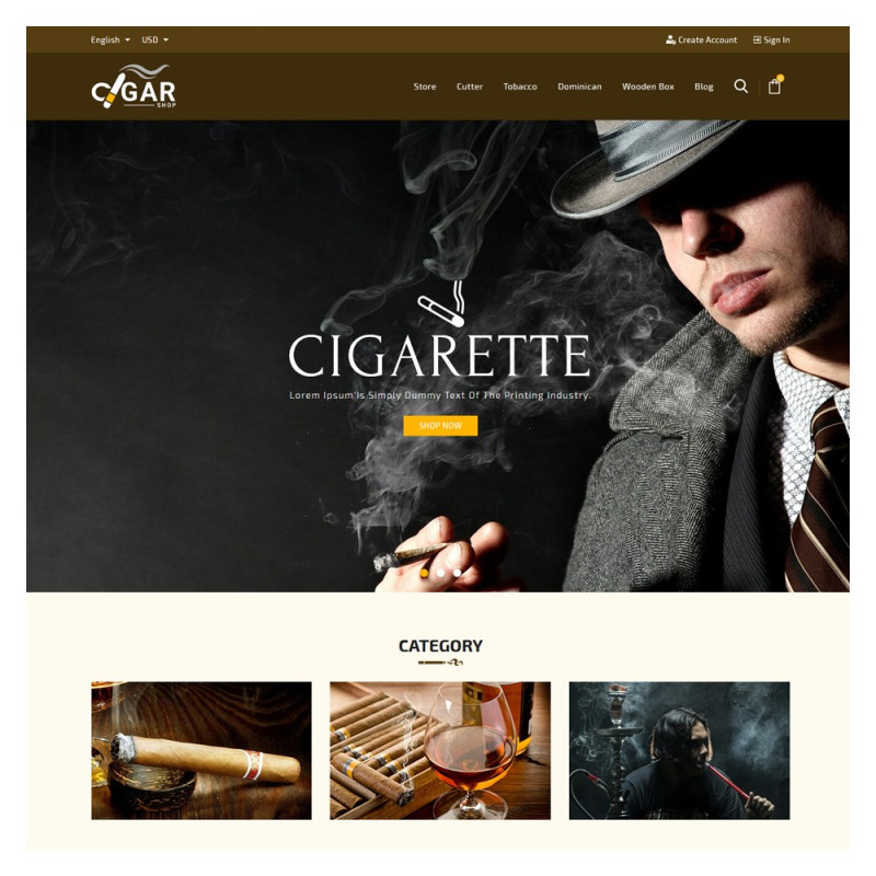 Cigar PrestaShop Theme