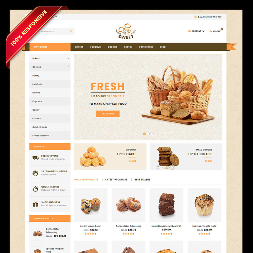 Sweet Bakery Shop Prestashop Theme